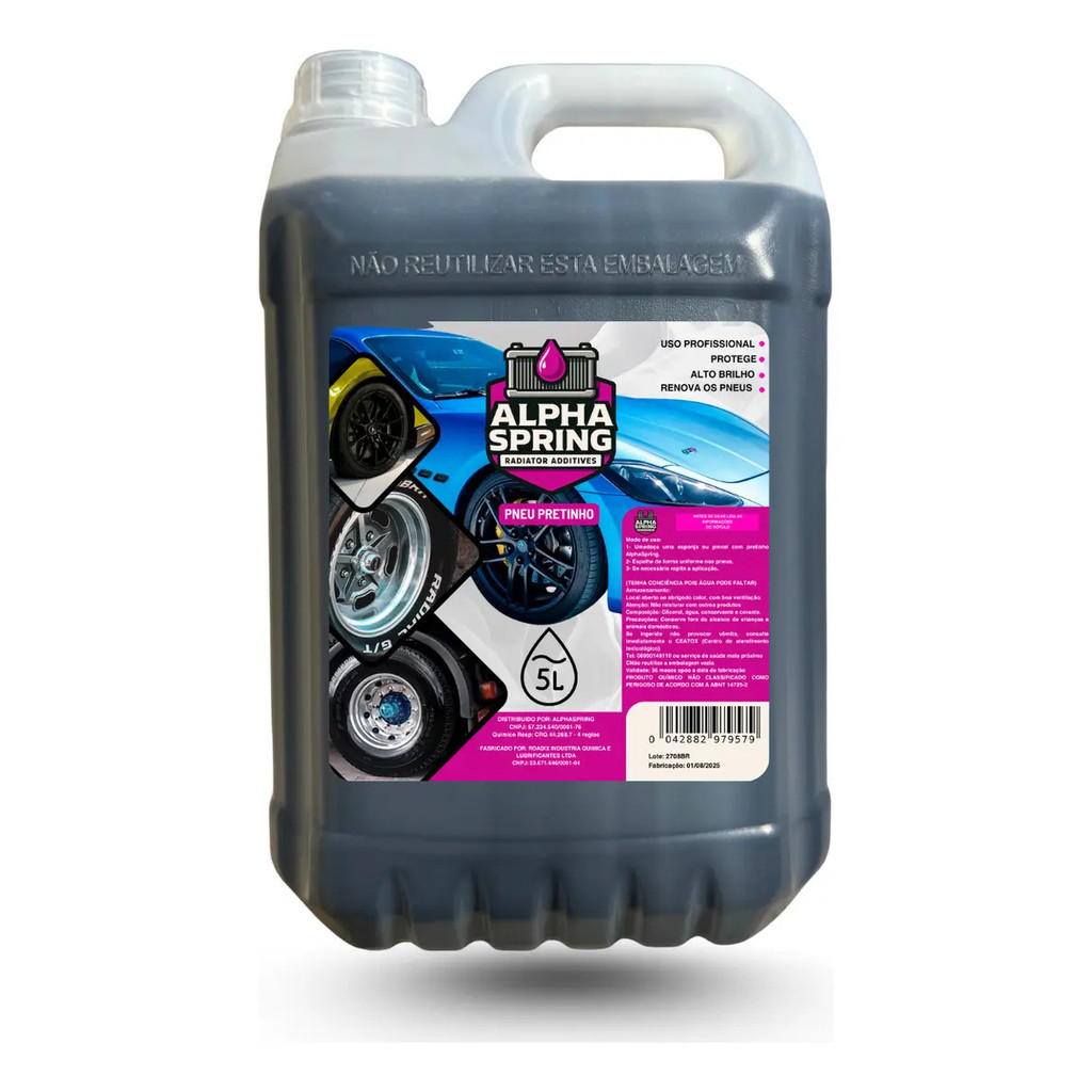 Pneu Pretinho Alpha Spring 5L Abrilhantador Líquido Brilho Molhado cremoso