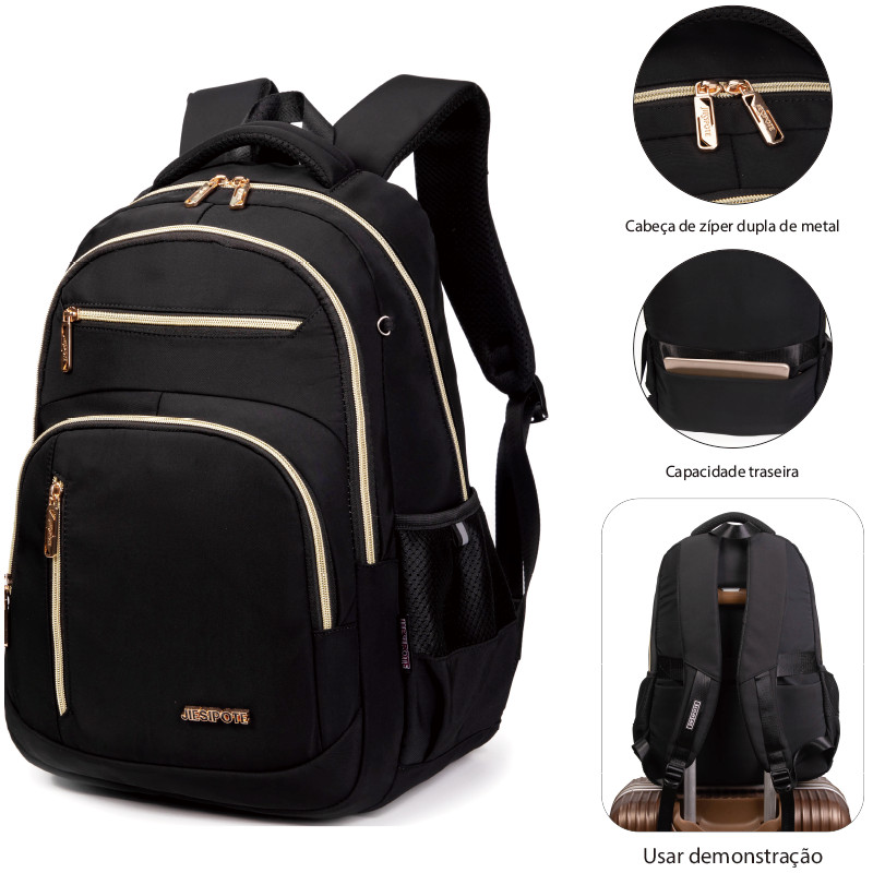 Mochila feminina de lona Oxford, grande capacidade, bolsa de computador para trabalho, resistente a respingos