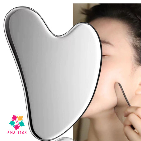 sufur ANA 1108 Massageador Facial e Corporal Aço Inox Gua Sha Raspagem Skincare Rosto Relaxamento SPA Lifting Facial