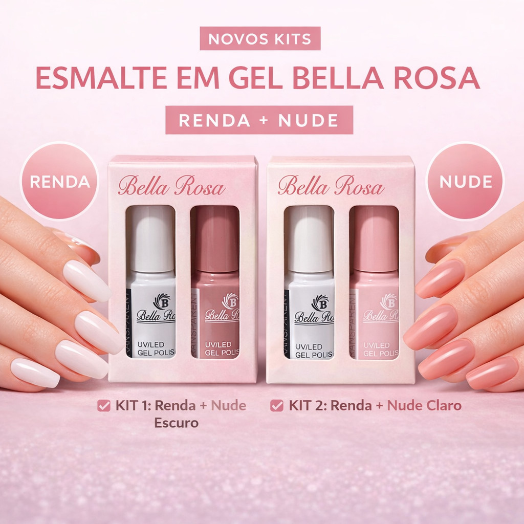 Esmalte em Gel Bella Rosa 12ml – Renda +  Realista - Nude | Acabamento Profissional