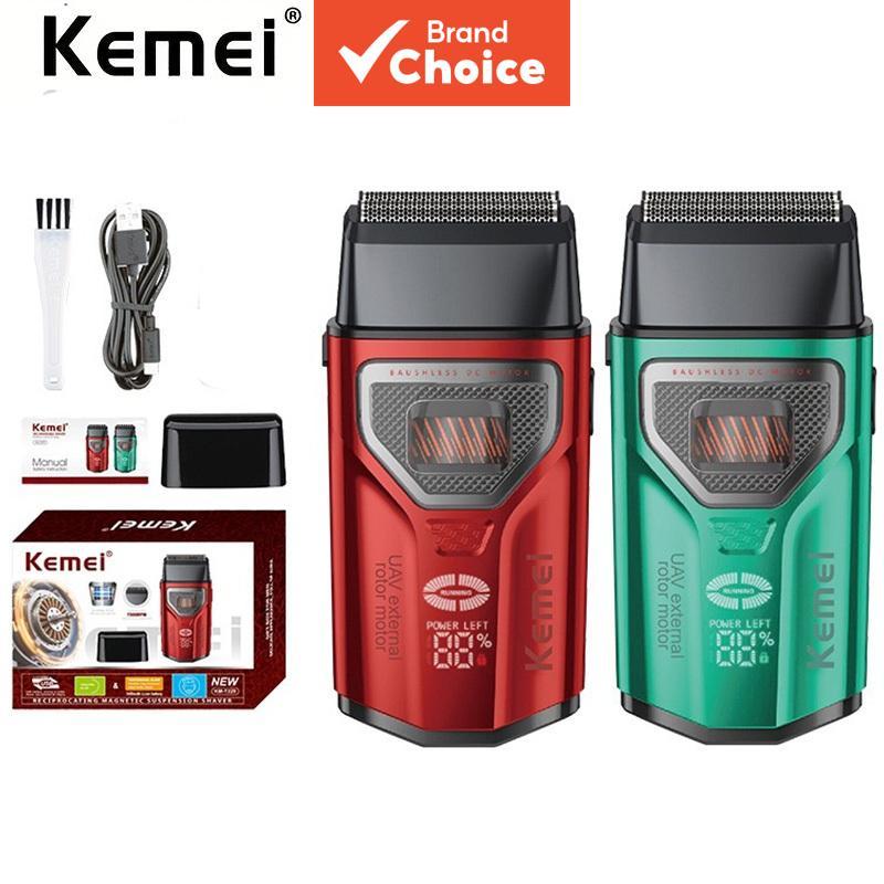 Kemei T299 Barbeador de Folha Profissional para Barbeiro, Cabeça Careca, Lâmina de Barbear Alternativa com Motor