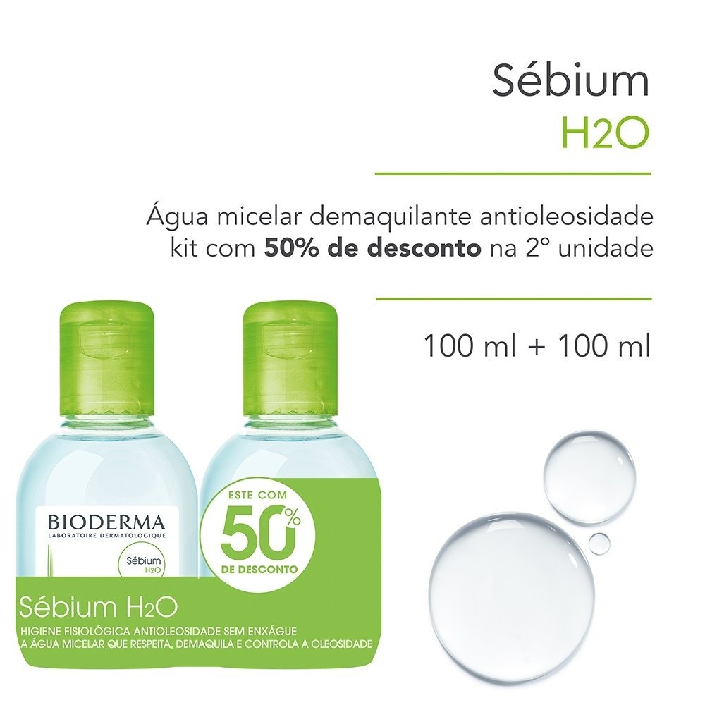 Kit Água Micelar Bioderma Sebium H20 100ml + 100ml Com 50% De Desconto