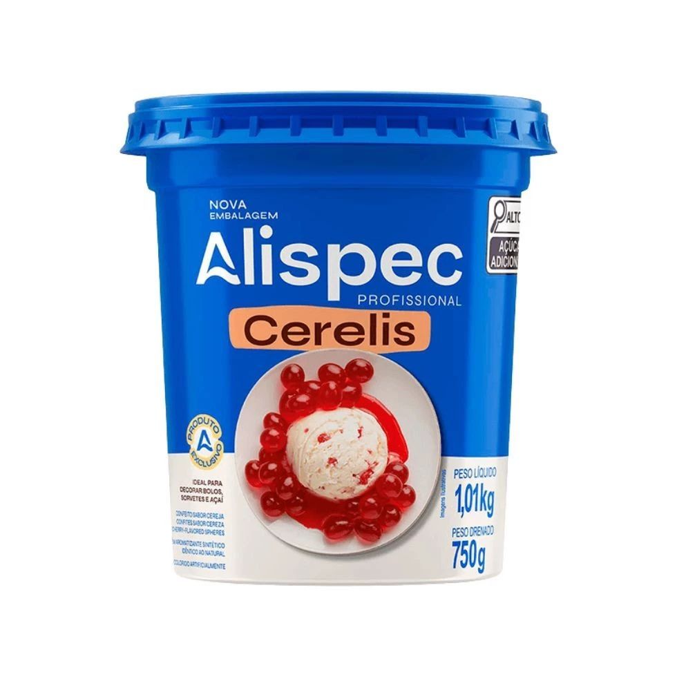 Cereja Cerelis 1,01kg Alispec Confeito Sabor Cereja para doces finos e decoração — imagem 2 de 2
