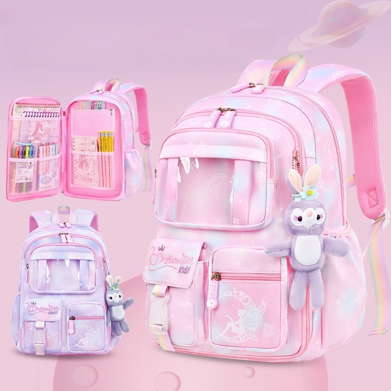 Nova Escola Primária Mochila Feminina Porta Da Geladeira Leve Grande Capacidade Sonho Infantil Atacado Para Séries 1-6