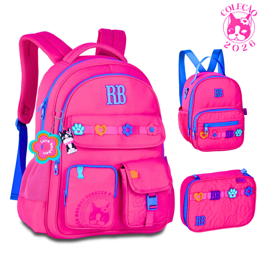 Kit Mochila de Costas Com Estojo e Lancheira Rebecca Bonbon Flower-Clio Style em Oferta na Shopee