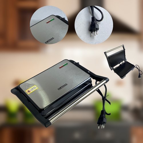 Sanduicheira Grill Elétrica 1000W Alta Potência Aço Inox Compacta Prática Rápida 127V 220V
