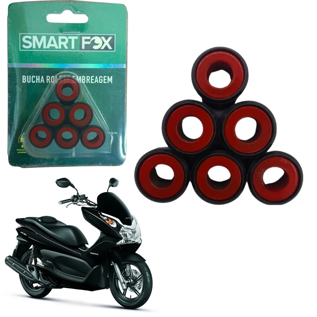 KIT 6 BUCHA ROLETE CONTRAPESO EMBREAGEM SMARTFOX HONDA PCX 150 SUZUKI BURGMAN 125I