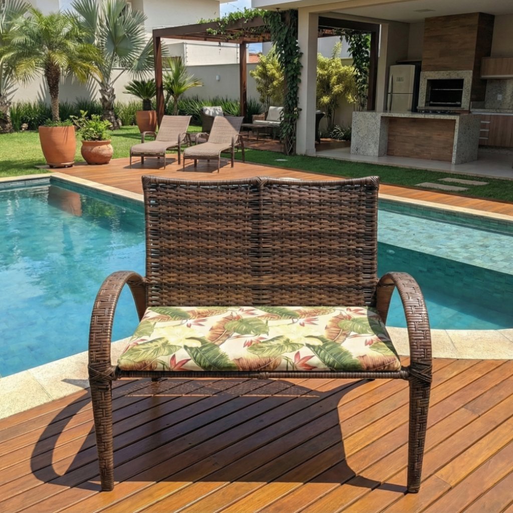 Banco 2 lugares para Jardim e Varanda de Fibra Sintética Laura em Oferta na Shopee