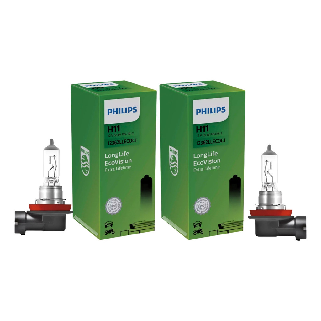 Par Lampada Automotiva Halogena H11 12v Ecovision Philips