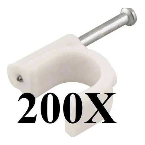 KIT 200 GRAMPO FIXA FIO CABO COAXIAL MIGUELO 10MM BRANCO