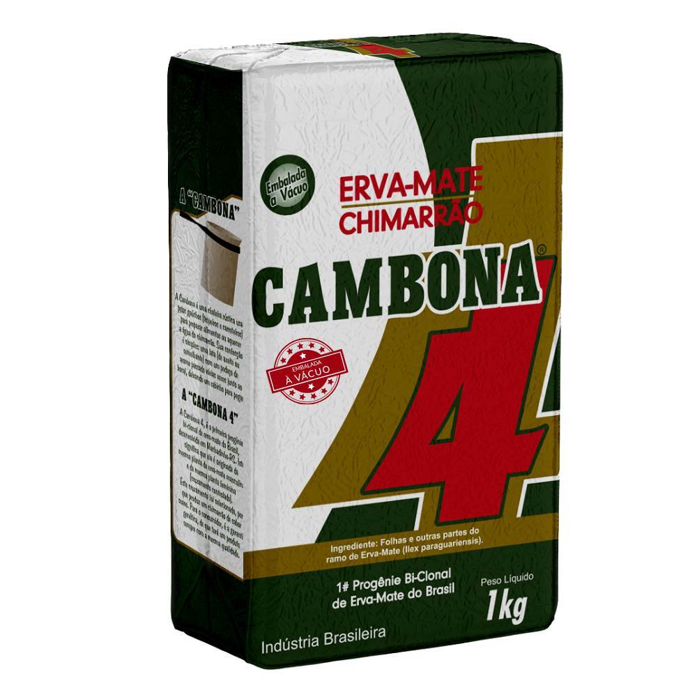 Erva mate Chimarrão Cambona 4 Suave 80% folhas e 20% palitos 1kg vácuo Barão de Cotegipe