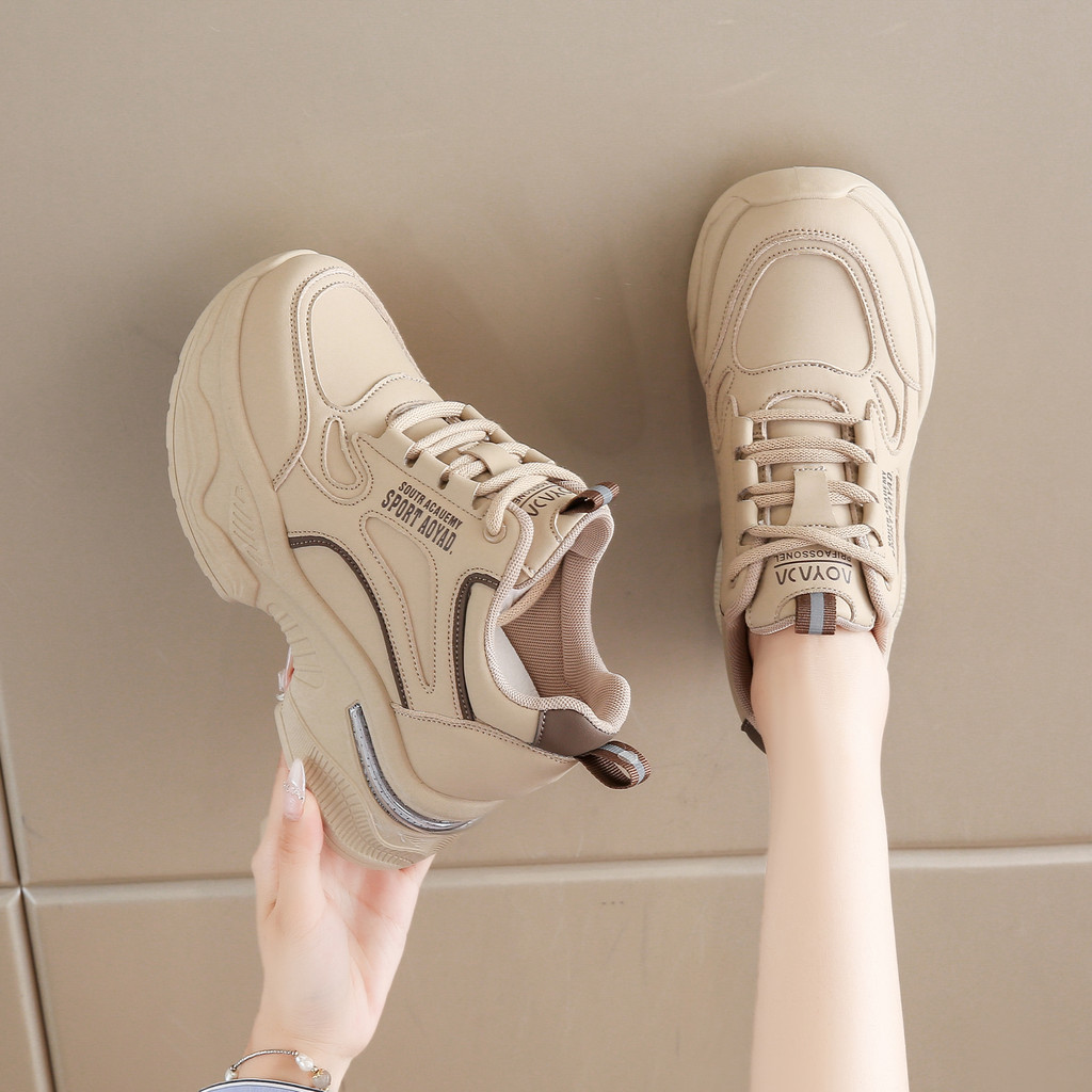 tênis feminino caminhada casual tênis ortopédico feminino fashion Senhoras aumentar a altura 8CM forro de lã de sola gro