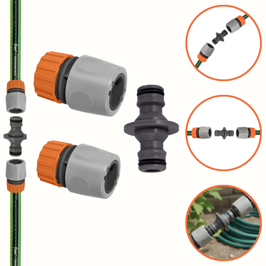 Kit Emenda Mangueira Com 1 Conector Duplo e 2 Engate Rápido em Oferta na Shopee