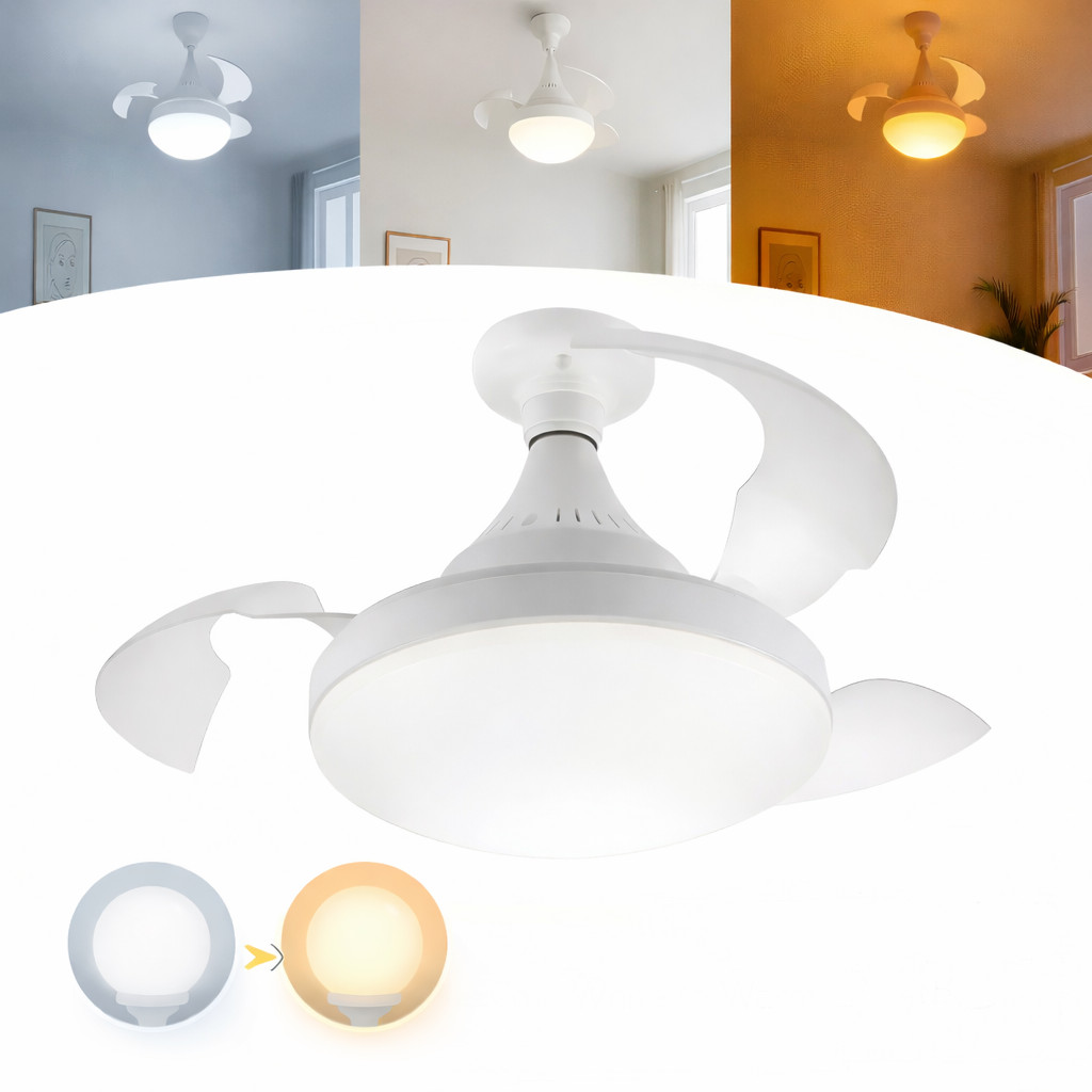 Ventiladores De Teto Retráteis Com Luzes E Controle Remoto 40 Cm 50hz Branco Policromado em Oferta na Shopee