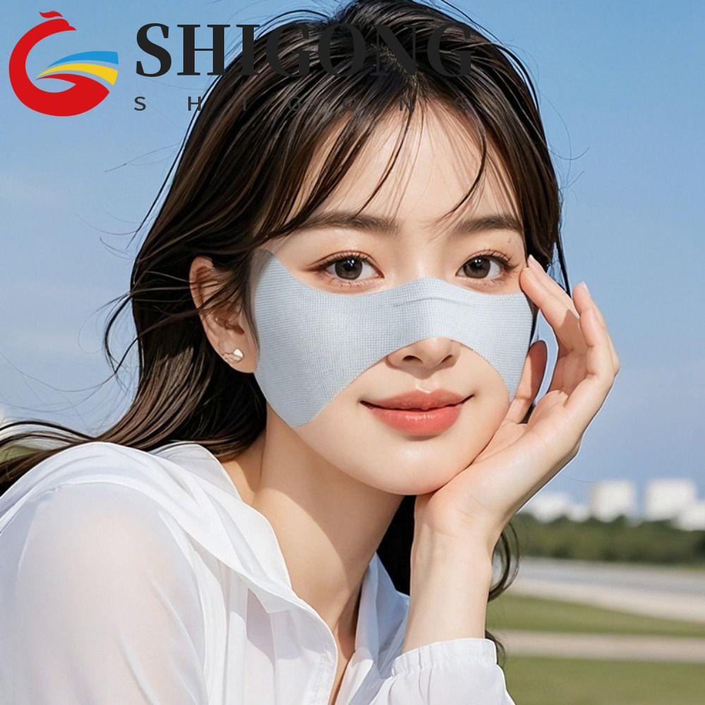 SHIGONG Protetor Solar Para Os Olhos , Máscara Elástica Fina De Seda Gelada , Proteção UV , Véu Facial De Golfe