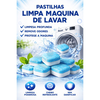 Pastilhas para Limpeza de Máquinas de Lavar Roupas Comprimidos Efervescentes Multifuncional Remove Mau Cheiro e Sujeira em Oferta na Shopee