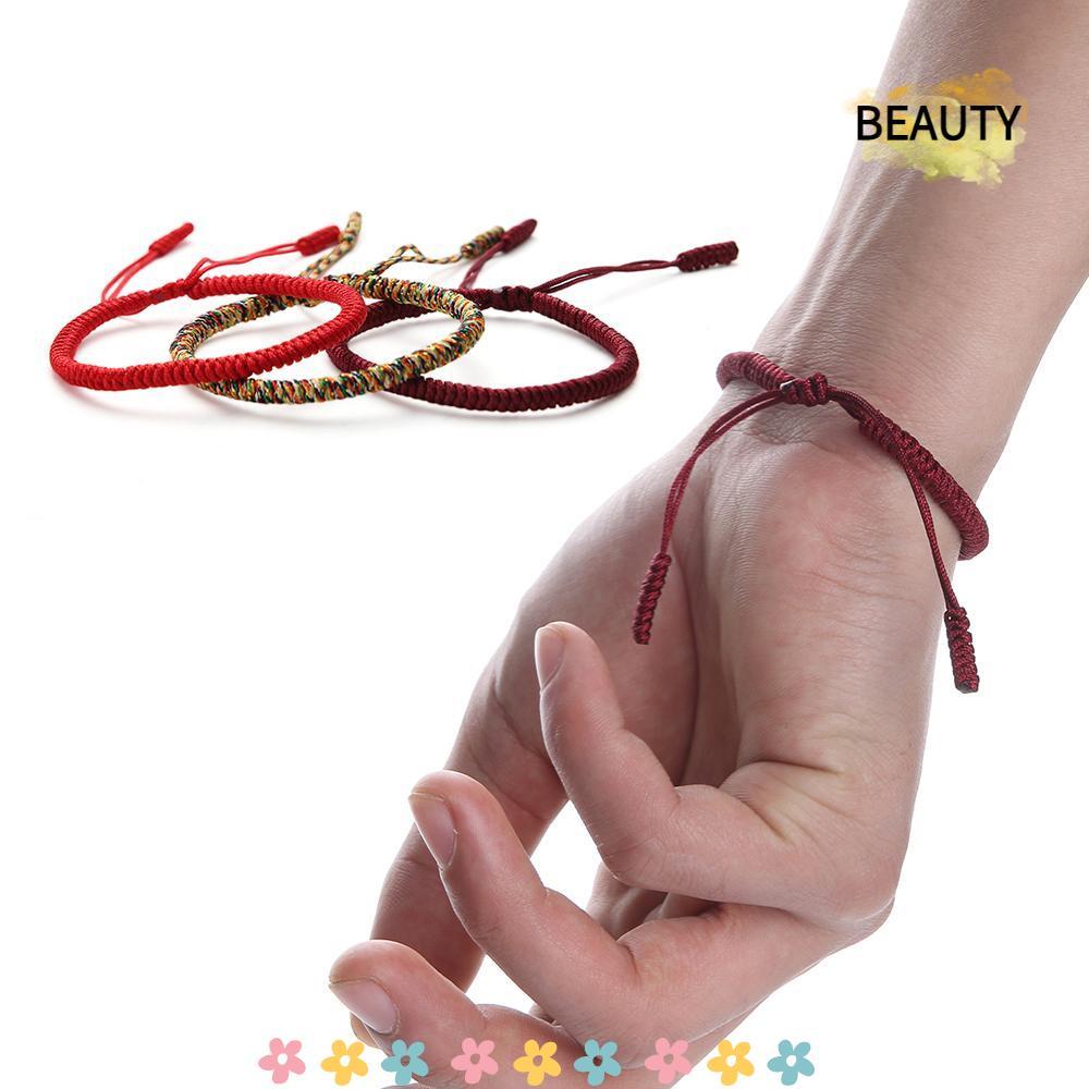 BEAUTYHOMEBR 1 Peça/3 Peças Pulseira De Nós Budistas Sorte Artesanal Corda Vermelha Ajustável
