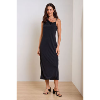 Vestido Feminino Degagê Alça Com Detalhe Marialícia Preto em Oferta na Shopee