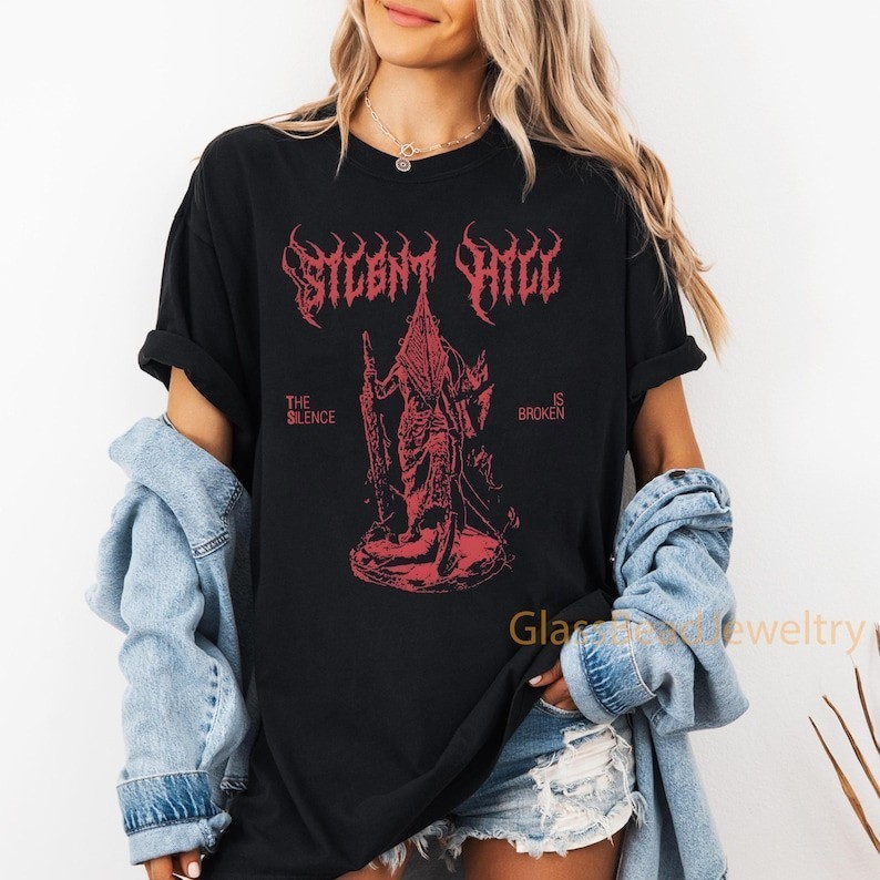 Camiseta Camisa Blusa Unissex Algodão Vintage Silent Hill 2 Pyramid Head Streetwear