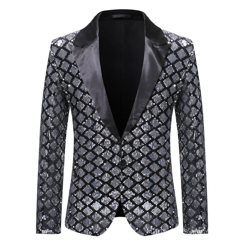 Terno masculino de outono e inverno, tamanho europeu, com lapela, para palco, banquete, anfitrião de festas, com paletó 