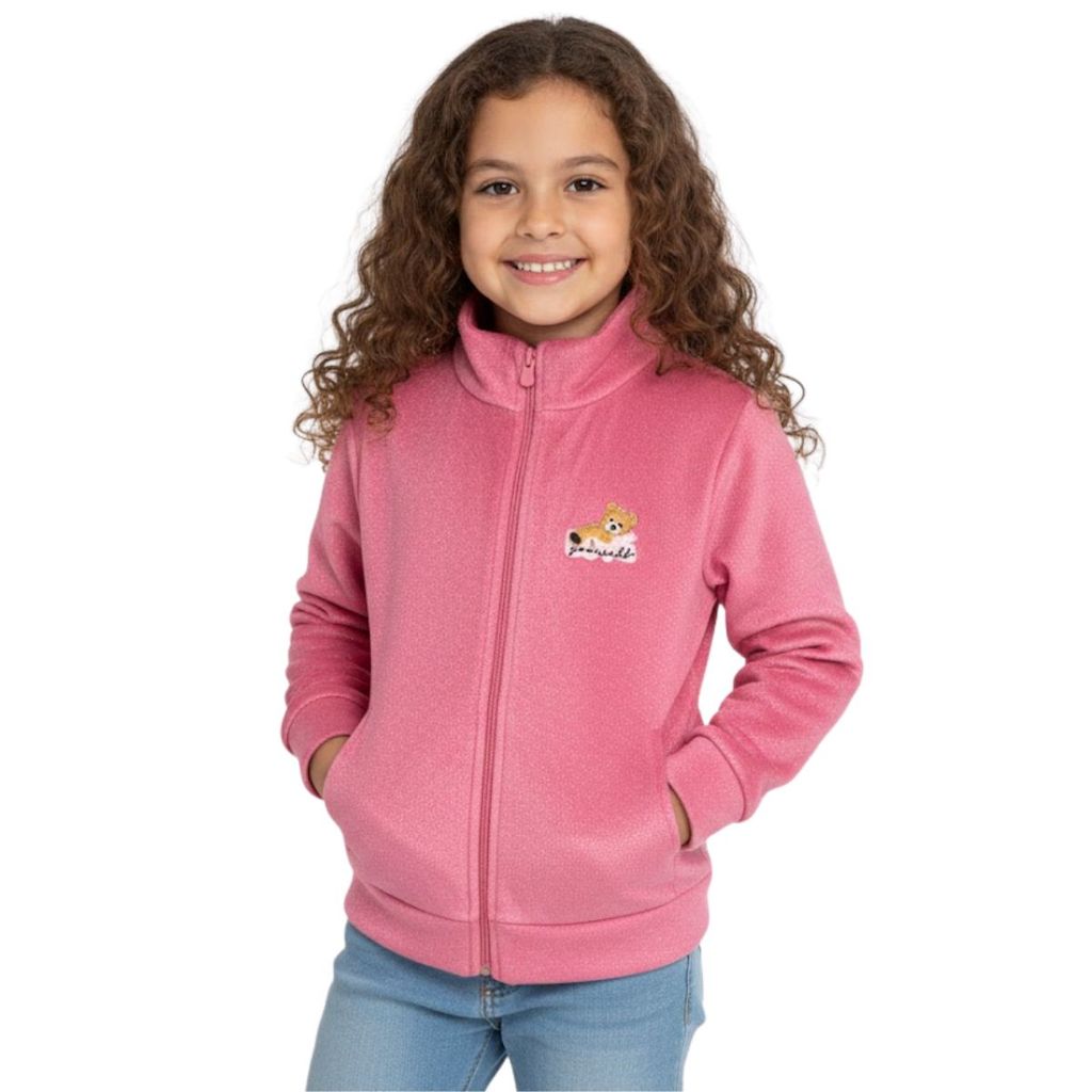Jaqueta Infantil Pelúcia com Zíper Inverno Brilhoso