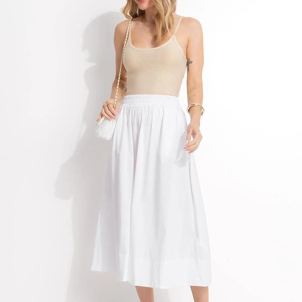Saia Midi Em Tricoline Branco Quintess