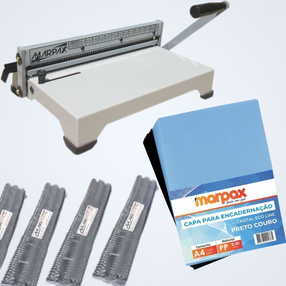 Kit Encadernação Encadernadora Pex-15 + 100 Capas E Espirais