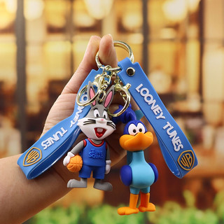 Chaveiro Space Jam com personagens como Bugs Bunny, Daffy Duck e Daffy Duck Jr. da série animada Looney Tunes.