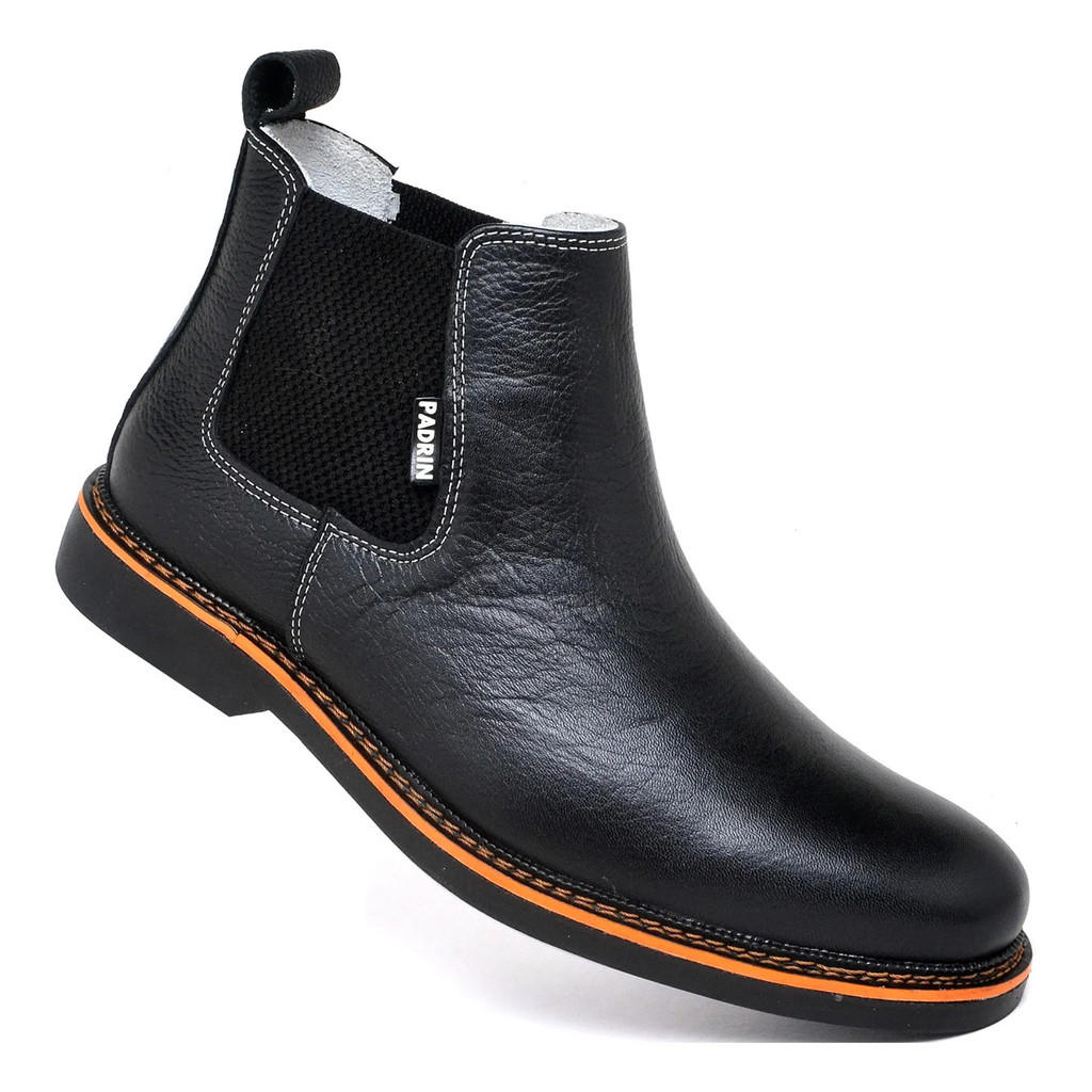 Bota Coturno Masculina Chelsea Café Texturizada Antiderrapante