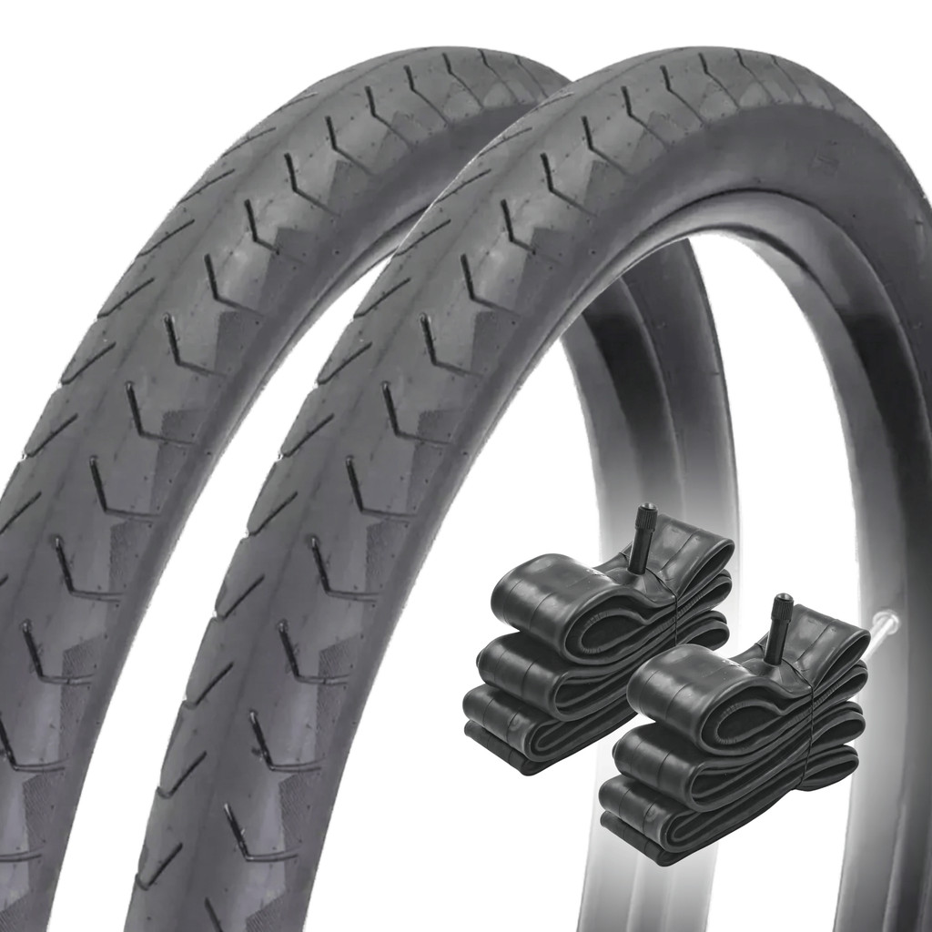 Par Pneu Slick Fino Liso Mtb Aro 29 X 2.0 Urbano + Câmara Av Bico Grosso