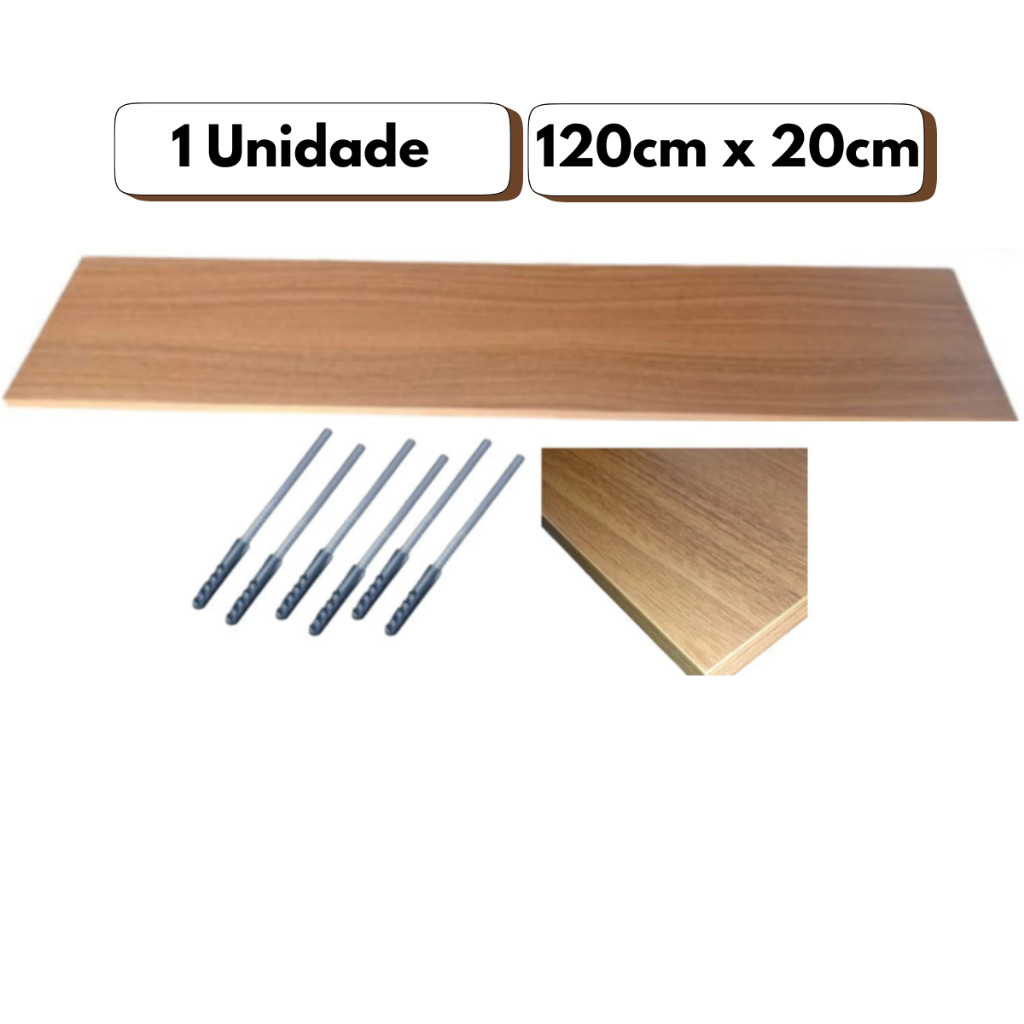 Prateleira Mdf 120x20 Suporte Invisível Na Cor Freijó em Oferta na Shopee