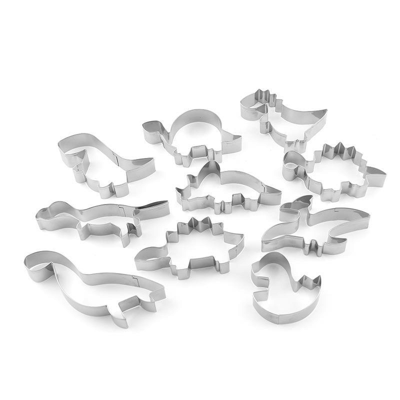 Molde de biscoito de dinossauro em aço inoxidável, série Animal de desenho animado, molde de bolo, faça você mesmo, cozi