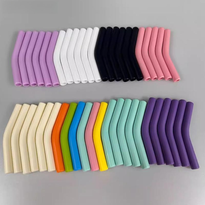 (duyonglin111) 6 Pçs/Set Capas De Palha De Silicone Macio Canudos Dicas Adequados Para Bicos Aço Inoxidável Reutilizávei