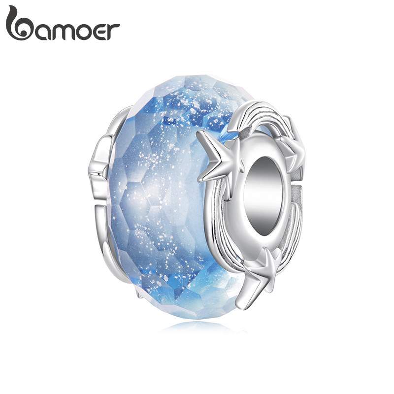 Bamoer Charm Shooting Star Murano Bead DIY Para Pulseira Presentes Mulheres