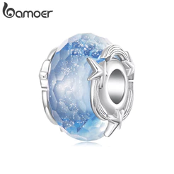 Bamoer Charm Shooting Star Murano Bead DIY Para Pulseira Presentes Mulheres