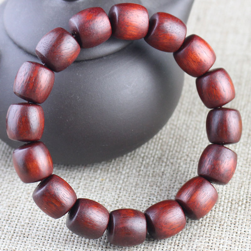 Natural madeira maciça Zambia sangue sândalo pulseira único barril contas 13MM africano vermelho sândalo Wenwan contas b
