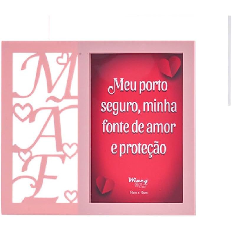Porta Retrato Mãe - Porta Retrato Plástico  Mãe Vazado 10x15 Rosa - Wincy