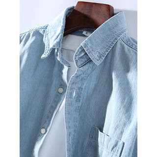 Camisa jeans japonesa masculina primavera outono Retro Casual camisa de manga comprida solta puro algodão denim jaqueta 