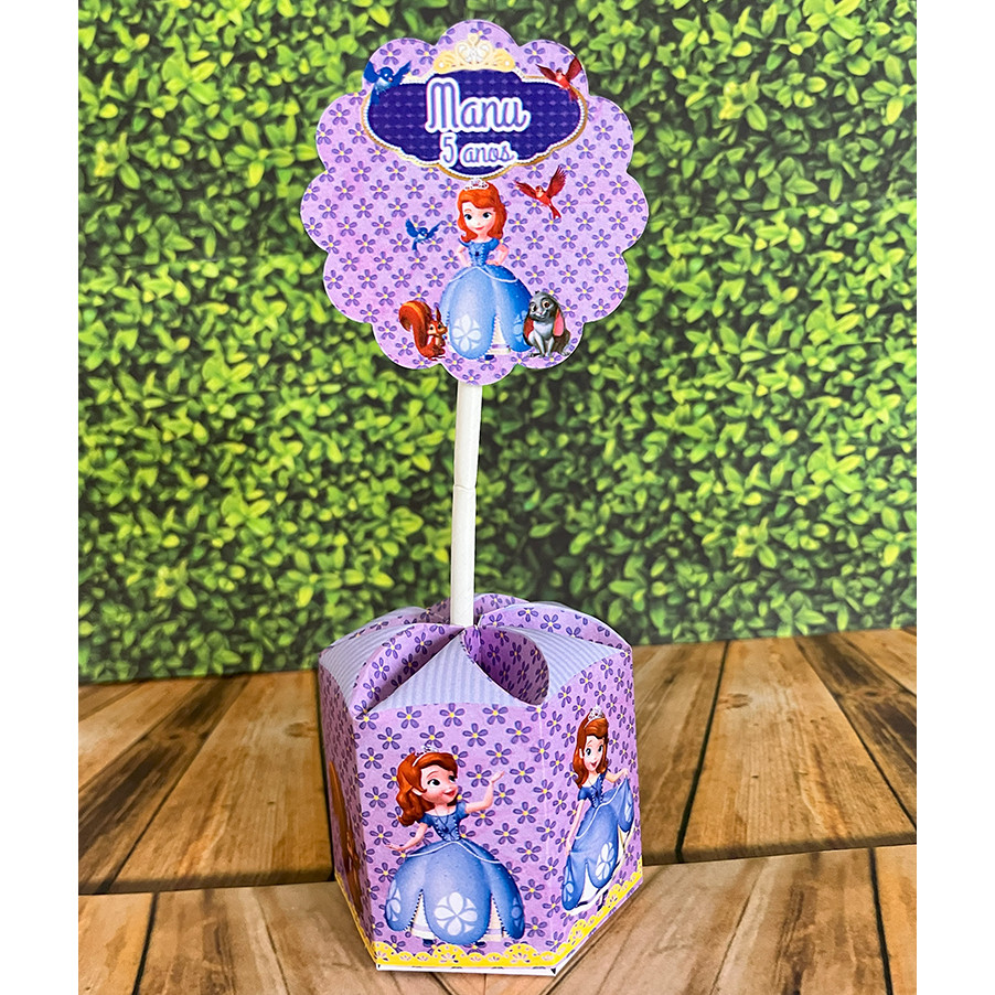 10 Unidades Centro de Mesa Princesa Sofia Com Nome e  Idade  Personalizado Para  Festa  Lembrancinha
