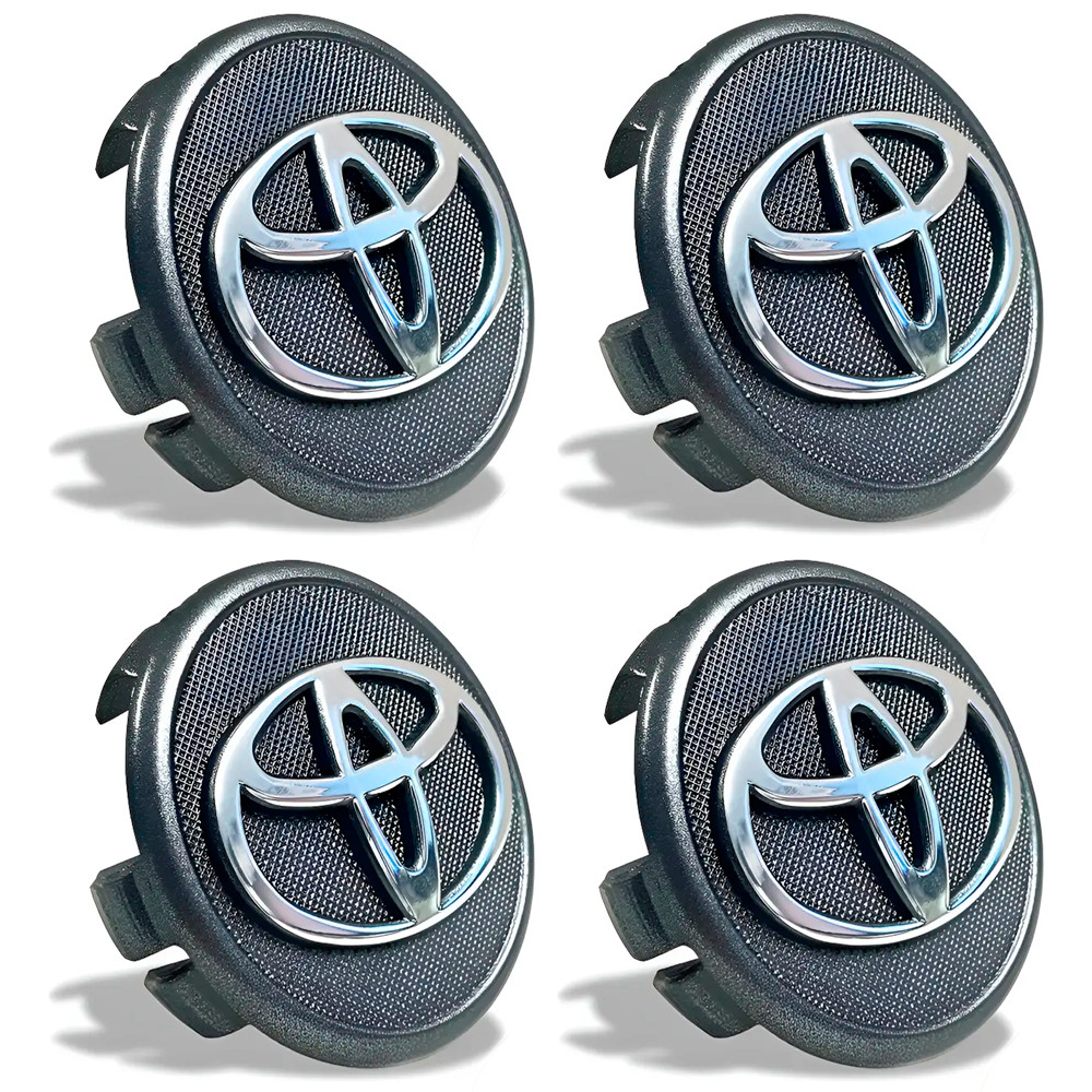 Kit 4 Calota Calotinha 55mm Tampa Roda Toyota Corolla Etios Grafite Logo Cromado
