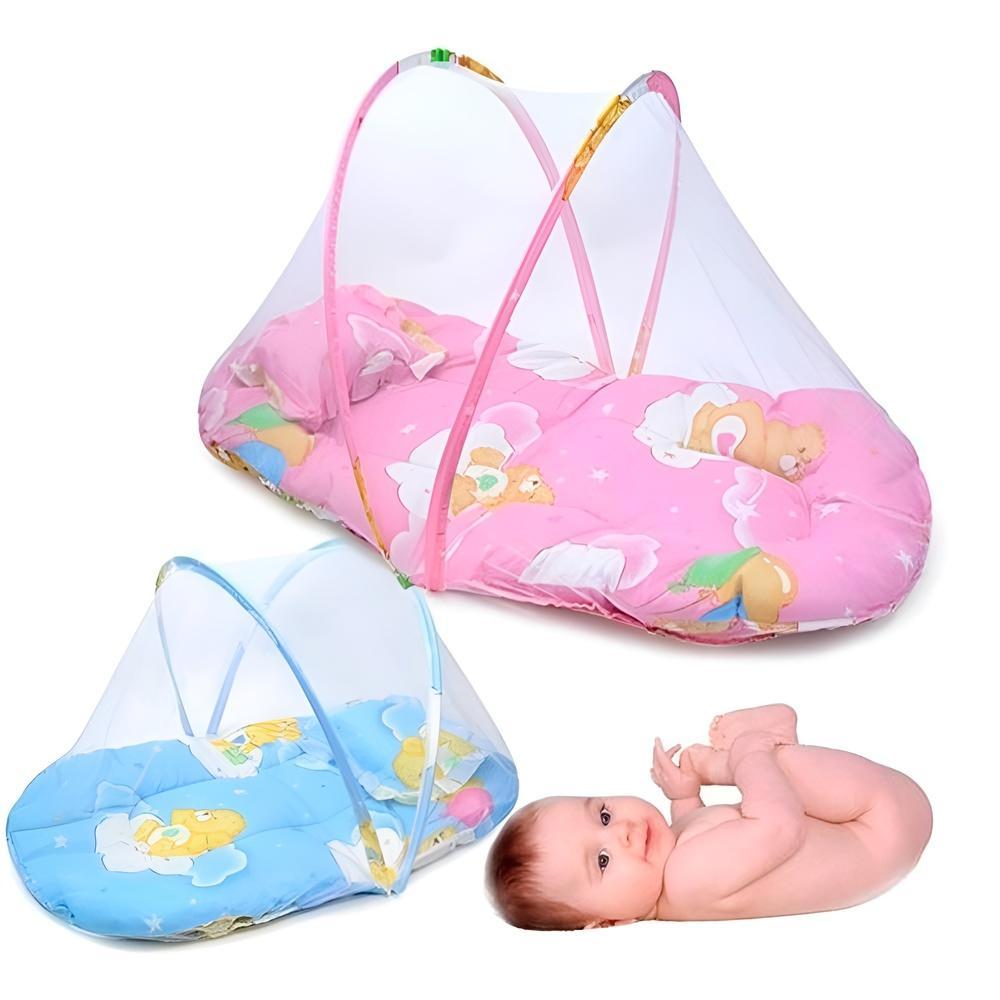 BERCO PORTATIL MOSQUITEIRO COMPLETO CERCADINHO DOBRAVEL TRAVESSEIRO CAMA BEBE COLCHONETE ALMOFADA