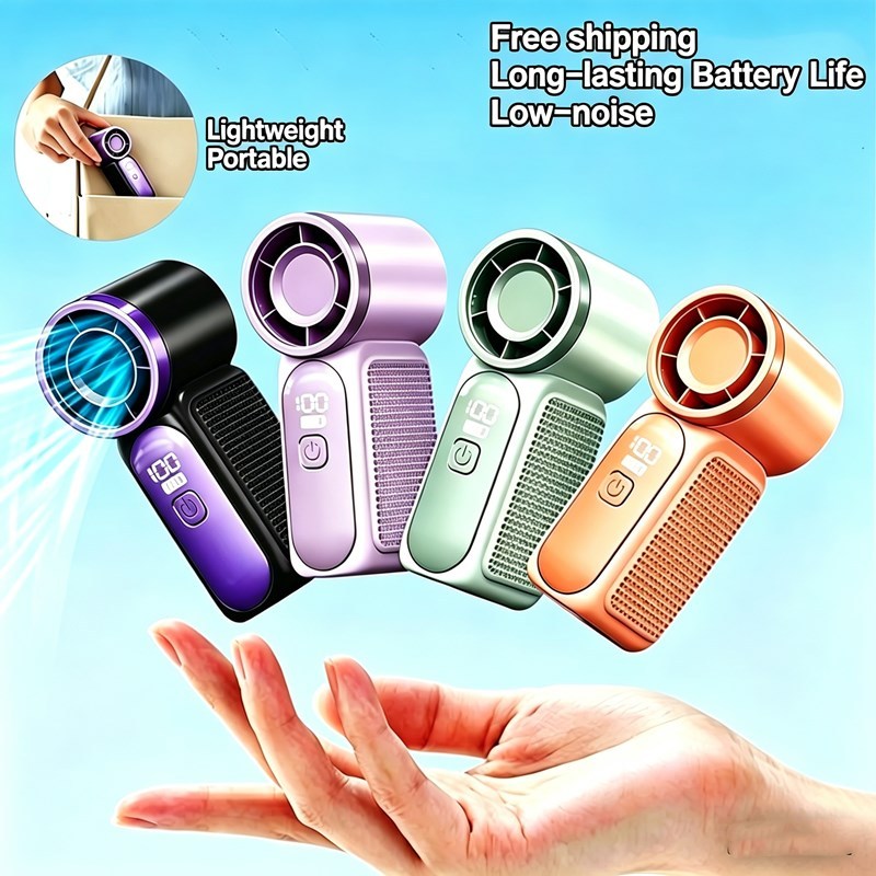 Mini Ventilador Portátil de Mão, Ventilador de Bolso Ajustável, Ventilador de Resfriamento Recarregável por USB para Aca