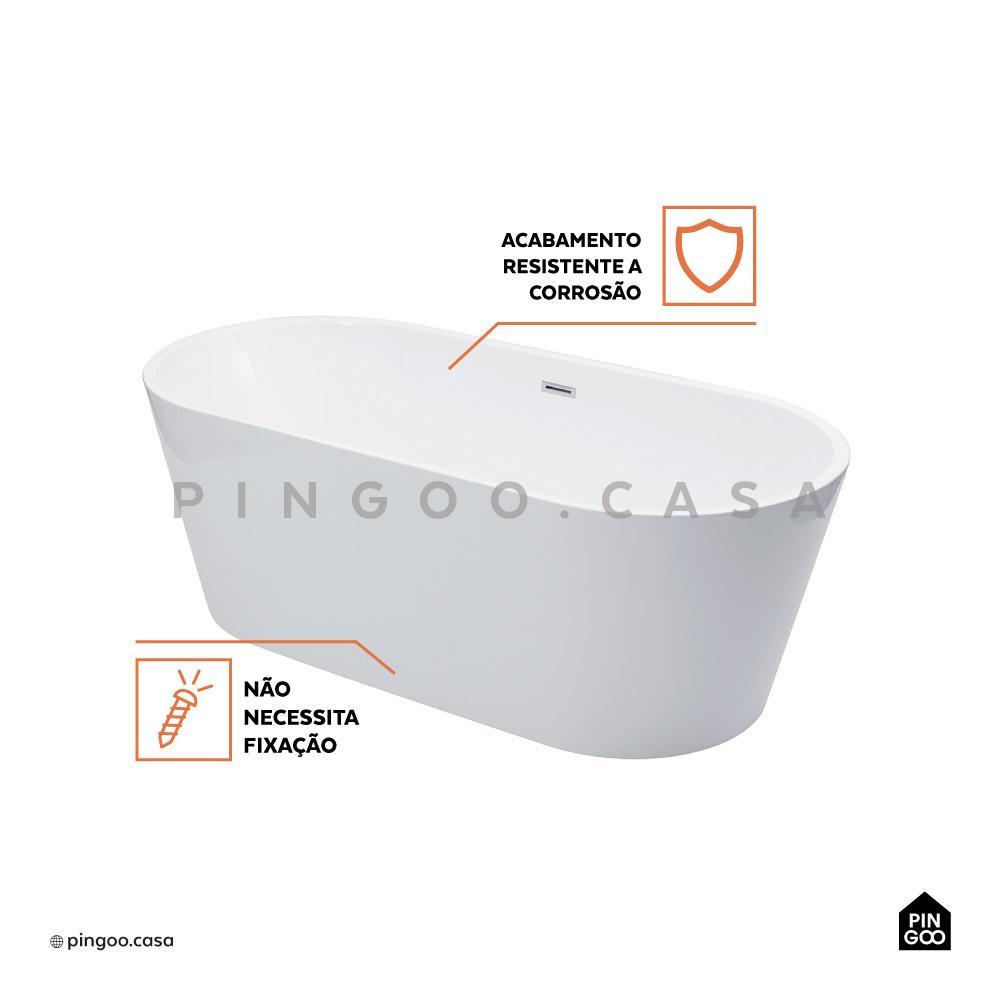 Banheira Freestanding Imersão Acrílico 169 cm Malaquita Pingoo - Branco · foto 2