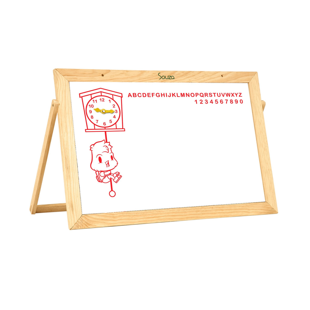 Quadro Branco Lousa Infantil Com Relógio Alfabeto 40x30 Souza