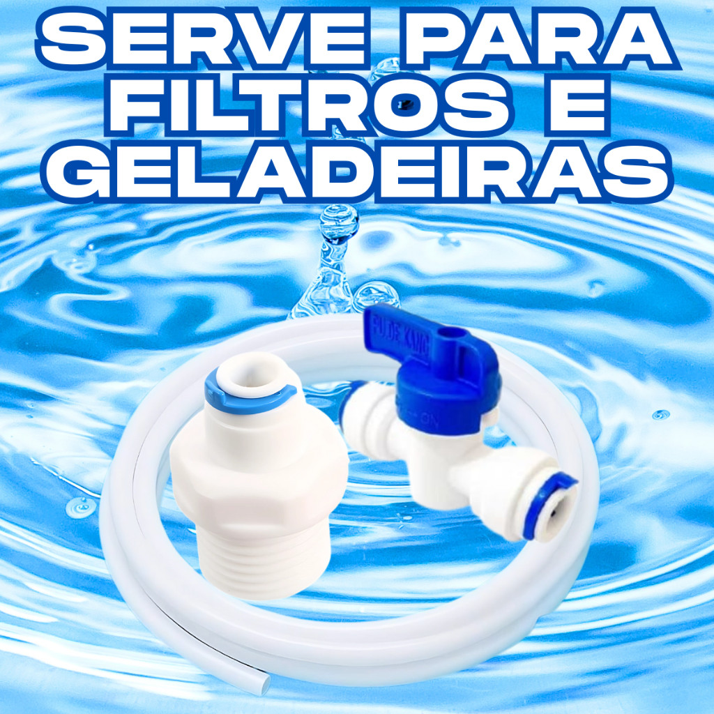 Kit de Instalação para purificador de água com Mangueira especial e Registro compatível com Consul, Eletrolux etc...