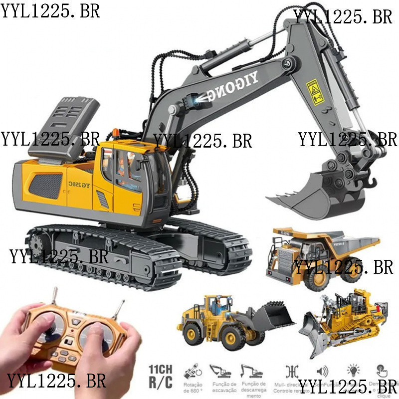 Retroescavadeira de Controle Remoto Carrinho Escavadeira Trator de Brinquedo Construção Brinquedo Escavadeira De Control