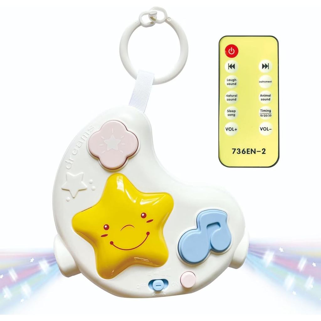 Imagem Máquina de Ruído Branco e Acalmador para Bebês com Controle Remoto, 108 Músicas de Ninar, Sons Relaxantes e Luz Noturna 