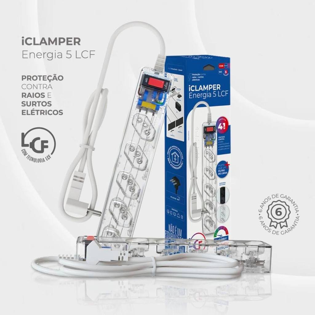 Filtro de Linha 5 Tomadas 10A 3P LCF Bivolt DPS iCLAMPER 023460