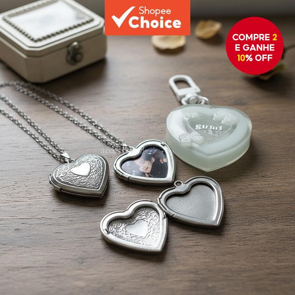  Colar de Pingente de Amor com Detalhes Gravados - Medalhão de Coração em Aço Inoxidável, Presente Moderno