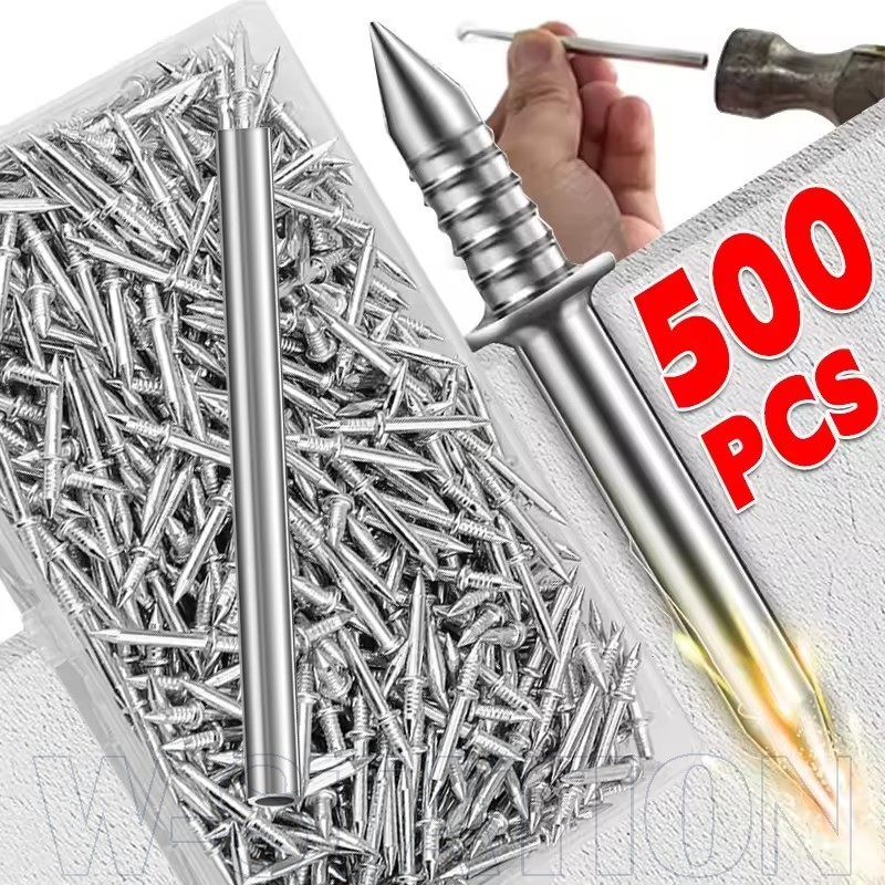 Linha De Unhas De Parede De Duas Cabeças 500-100 Unidades-Parafuso De Segurança Invisível Para Rodapé-Fixador De Madeira